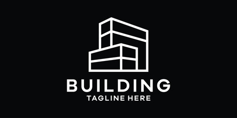 creative line building logo design icon vector illustration