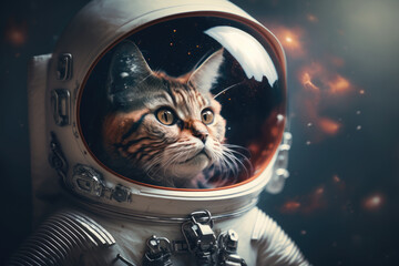 Cat wearing spacesuit, Generative AI