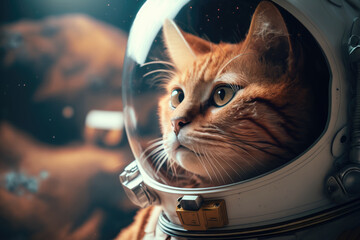 Red cat astronaut, Generative AI