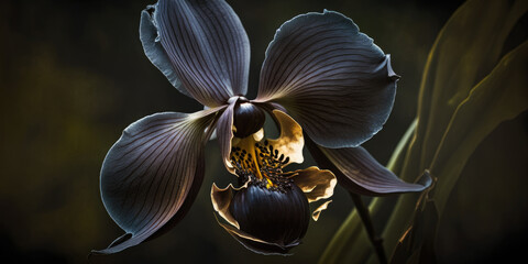 Black orchid flower, Generative AI