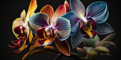 Vibrant orchid flowers, Generative AI