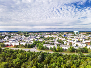Small town in Virginia USA, Aerial view with gorgeous colorful sky - obrazy, fototapety, plakaty