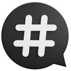 hashtag bubble chat. 3d illustration