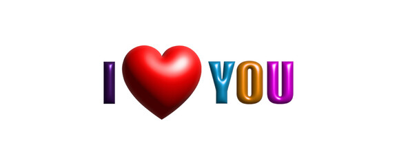Colorful 3d i love you with love icon