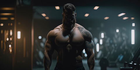 Fototapeta na wymiar Strong Guy at the gym