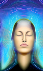 Fototapeta premium Psychic waves, Mental health, and Human emotions. AI-generated digital illustration.