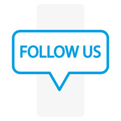 Blue follow us banner in modern style. Love concept. Online concept. Dialogue cloud. Vector illustration.