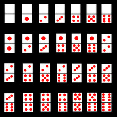 Vector design of set domino card game isolated on black background.