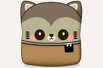 Cute raccoon cartoon in a bag