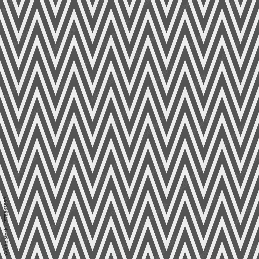 Poster Gray zigzag seamless pattern. Grey chevron fabric texture. Abstract zig zag background. Repeating vector wallpaper.