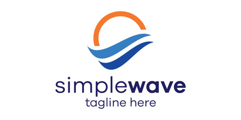 ocean logo wave simple icon vector illustration
