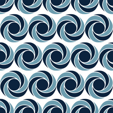 Blue Geometric Abstract Swirl 
Seamless Vector Repeat Pattern