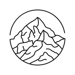 adventure mountain landscape line icon vector illustration