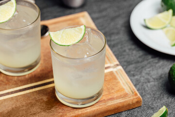 Gin lime and soda refreshing cocktail