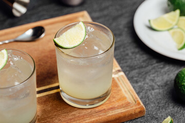 Obraz na płótnie Canvas Gin lime and soda refreshing cocktail