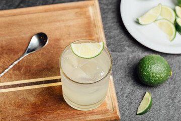 Gin lime and soda refreshing cocktail