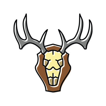 skull deer horn animal color icon vector illustration