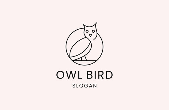 Creative luxury Modern owl bird Logo Vector icon template .