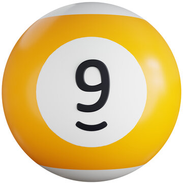 3D Icon Illustration Billiard Ball With Number Nine