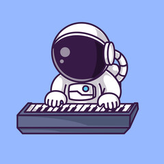 astronaut playing piano music instrument Cartoon Illustration Vector file. Isolated Premium Vector icon, every object is on separated layer. Flat Cartoon Style