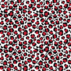 Red Leopard Print Seamless Pattern - Wild animal print repeating pattern design - 578872971