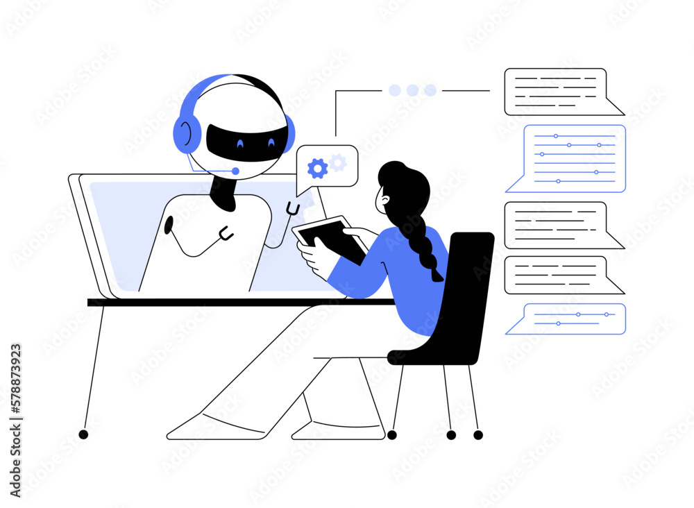 Sticker chatbot customer service abstract concept vector illustration.