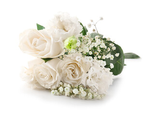 Beautiful bouquet of flowers isolated on white background