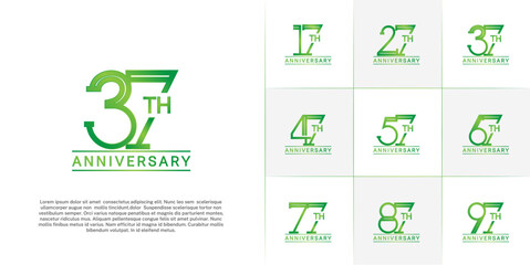 set of anniversary logotype green color for special celebration event