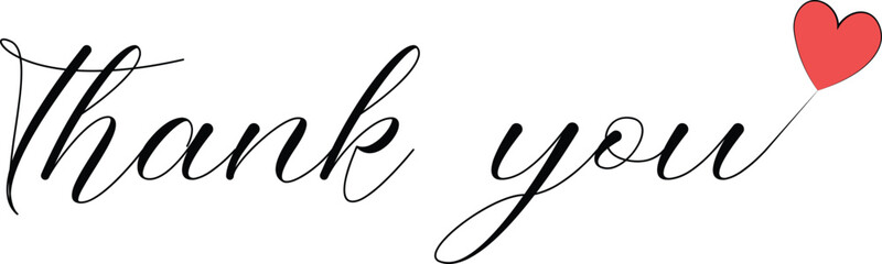 Thank you text hand drawn lettering card on white background. Calligraphy modern Vector illustration on white background