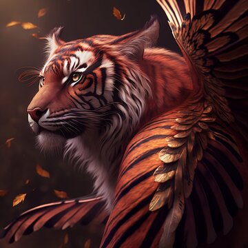 Beautiful imaginary tiger picture for wallpaper or wall frame