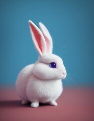 Cute white rabbit. Created with generative AI