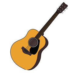 Fototapeta premium Guitar lines. Painting of an acoustic guitar. Illustrator drawing. White background. Guitar for painting.