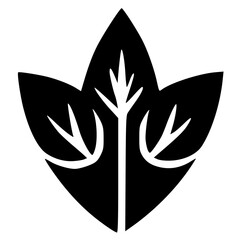 black and white of leaf icon