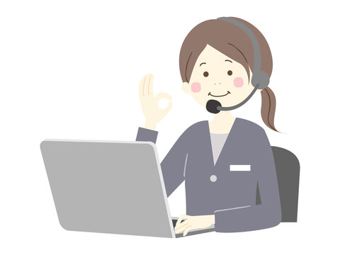 パソコンに向かう女性のオペレーター