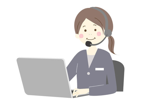 パソコンに向かう女性のオペレーター