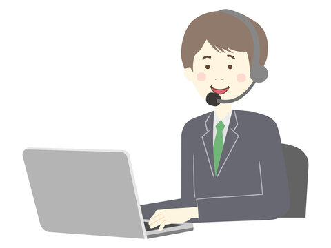 パソコンに向かう男性のオペレーター