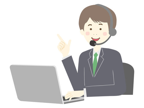 パソコンに向かう男性のオペレーター