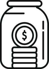 Jar money compensation icon outline vector. Work benefit. Fund reward
