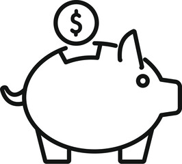 Piggy bank compensation icon outline vector. Money reward. Fund support