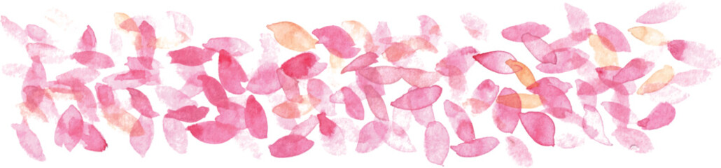 手書きの水彩タッチの桜花びら。桜の花びらのベクター背景。Cherry blossom petals with hand-drawn watercolor touch. Cherry blossom petals vector background.