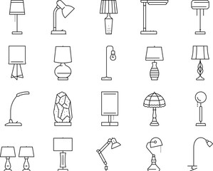 Obraz premium lamp table light home desk icons set vector