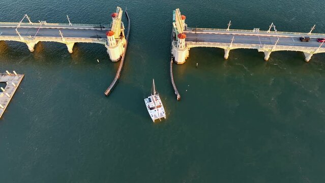 Aerial view of the Bridge of Lions in Saint Augustine, Florida