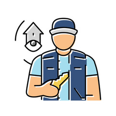 Obraz na płótnie Canvas property caretaker repair worker color icon vector illustration