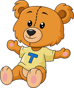 Cute teddy bear cartoon on white background