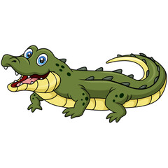 Cute alligator cartoon on white background