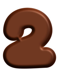 Chocolate number 2 alphabet letter font