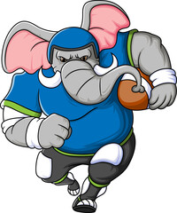 the elephant mascot of American football complete with player clothe