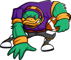 the dog mascot of American football complete with player clothe