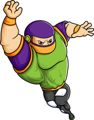 the fat man mascot of American football complete with player clothe