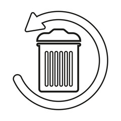 Flat circular arrow trash icon. Vector illustration.